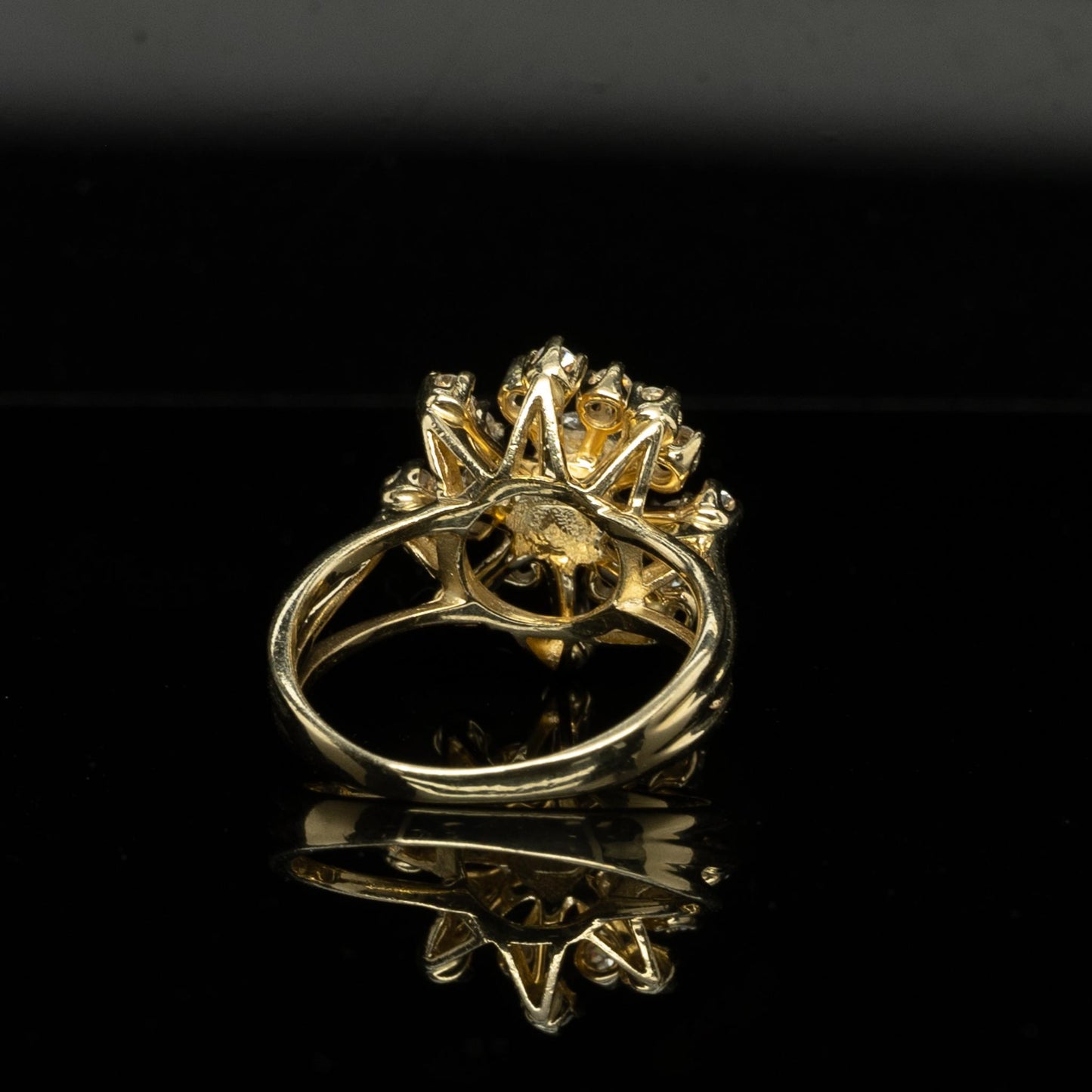 Diamond Bombe Cluster 14k Yellow Gold Ring