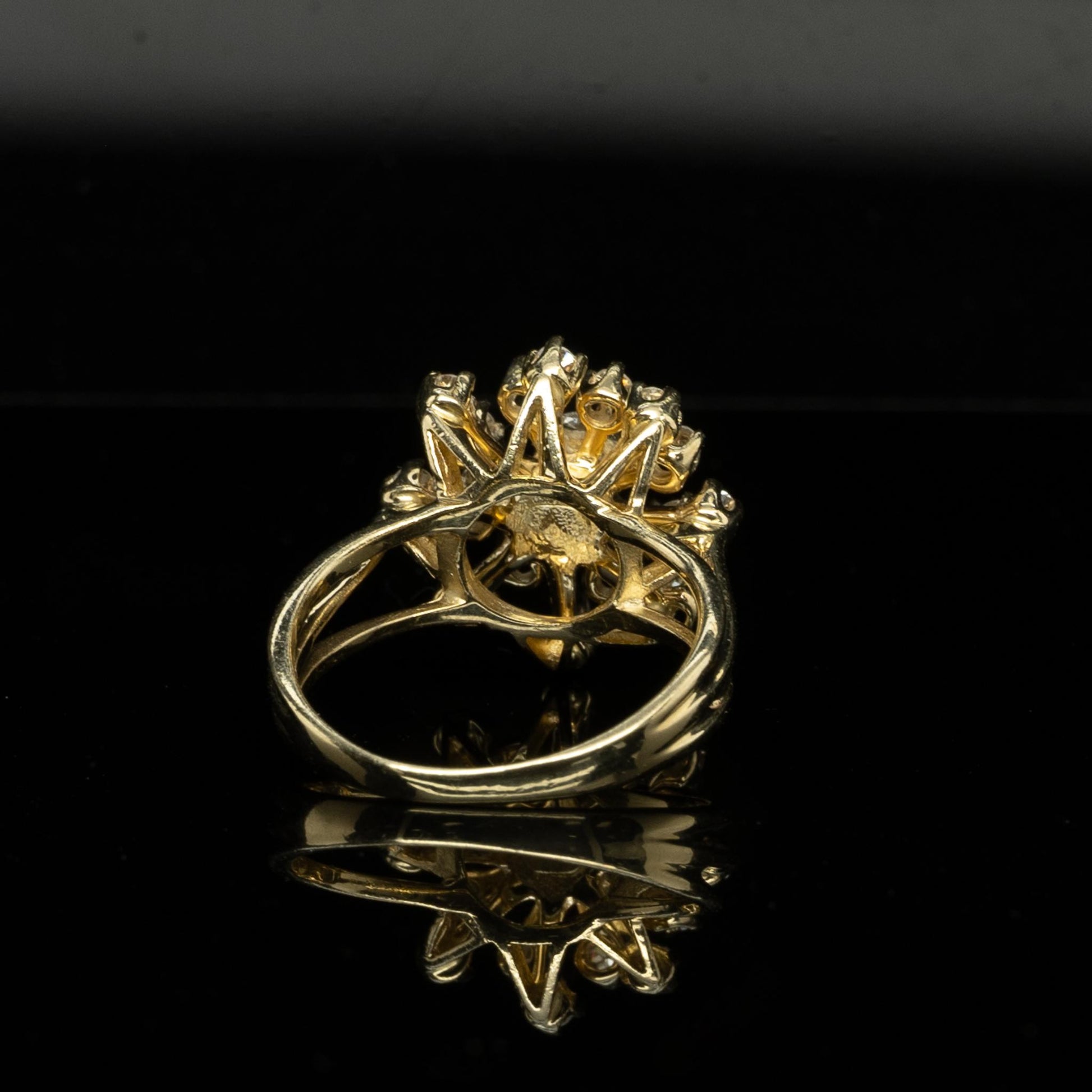 Diamond Bombe Cluster 14k Yellow Gold Ring