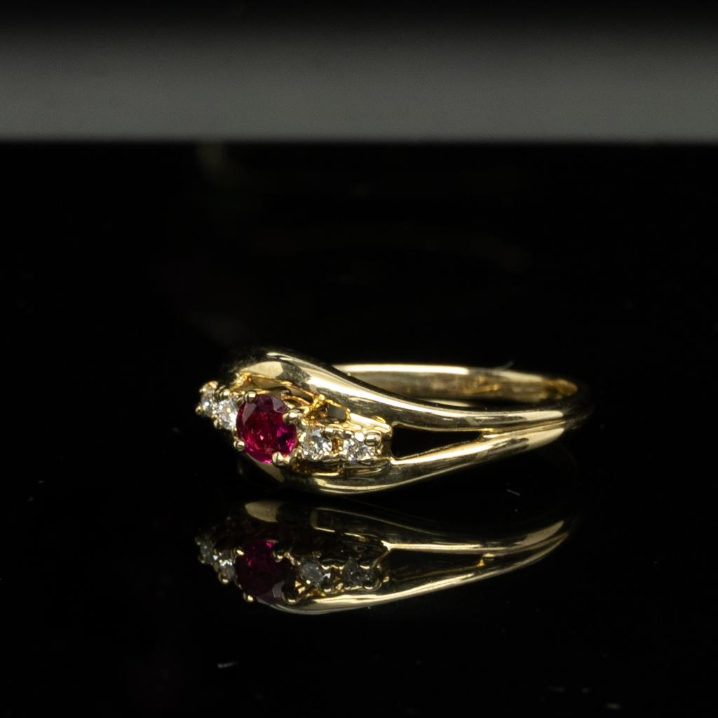 Ruby & Diamond 14k Yellow Gold Ring