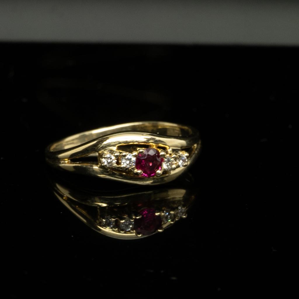 Ruby & Diamond 14k Yellow Gold Ring