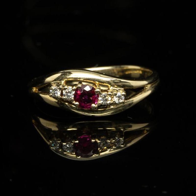 Ruby & Diamond 14k Yellow Gold Ring