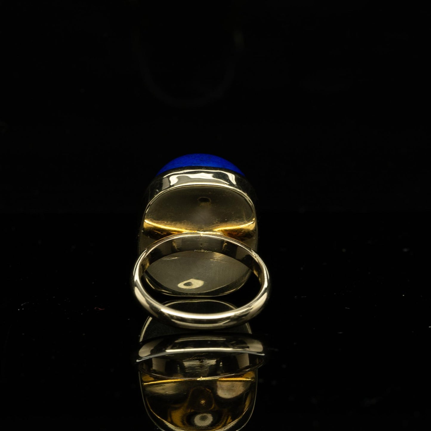 Lapis Lazuli Rectangle Cabochon Bezel Set 14k Yellow Gold Statement Ring