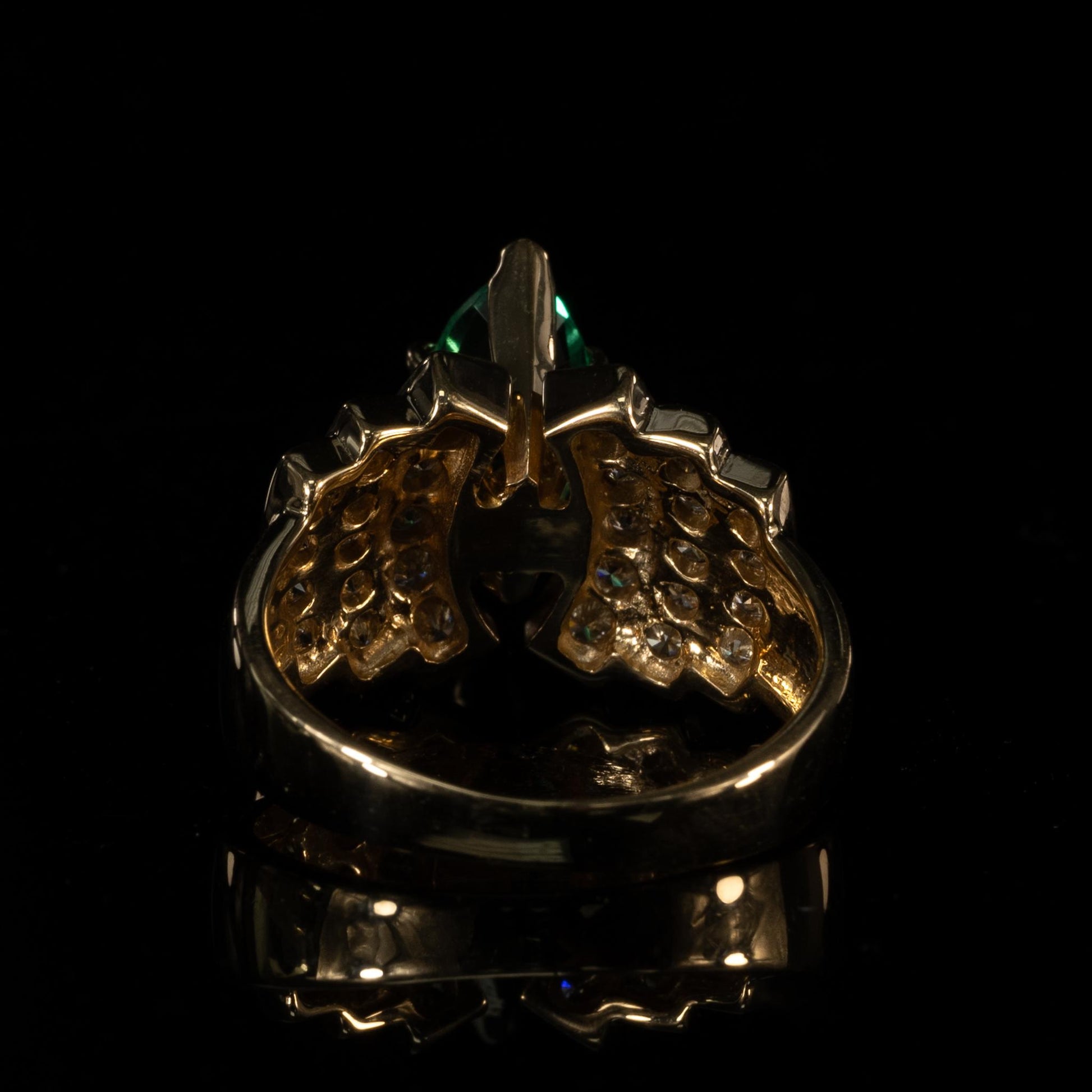 Stunning 1.62ct Emerald Marquise in 14k Gold Diamond Cocktail Ring