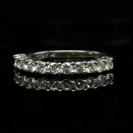 0.66ctw Round Diamond 3mm Band 14k White Gold Ring