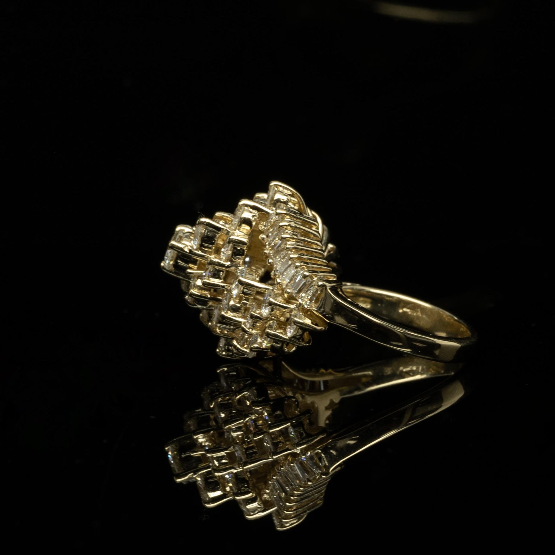 2.25ctw Diamond Waterfall Cluster Cocktail Ring in 14k Yellow Gold