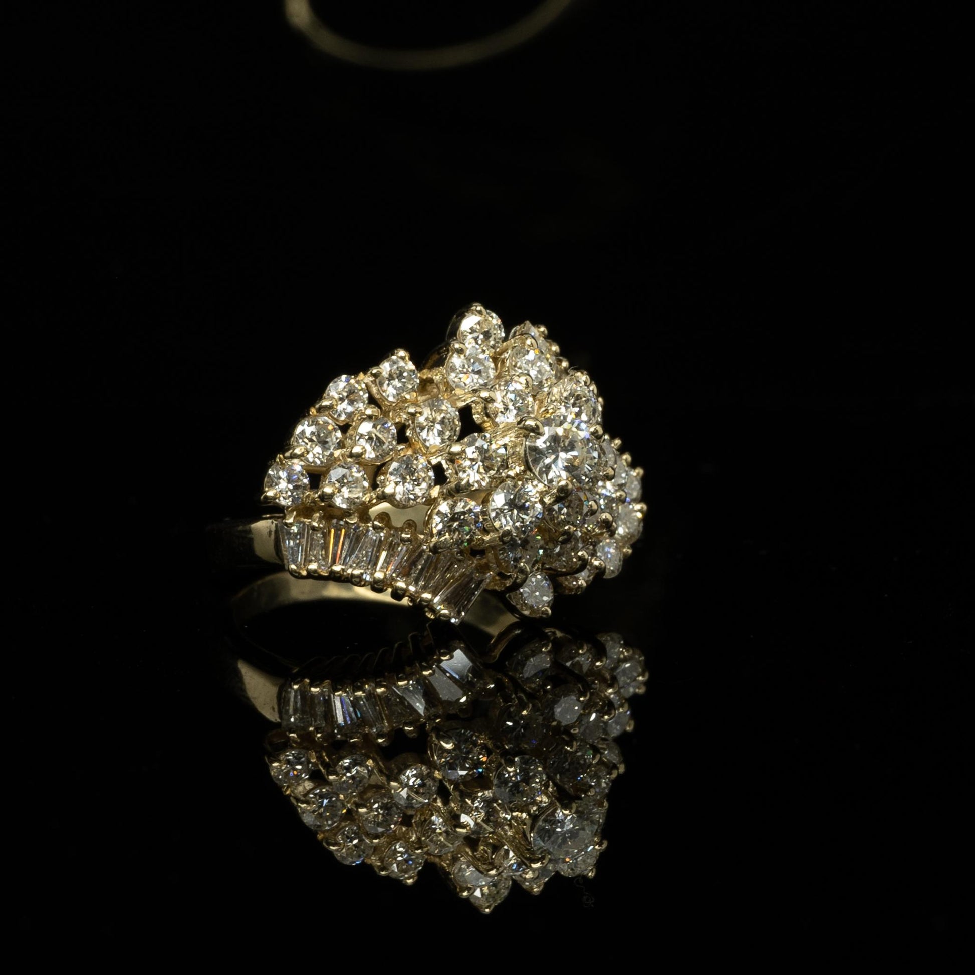 2.25ctw Diamond Waterfall Cluster Cocktail Ring in 14k Yellow Gold