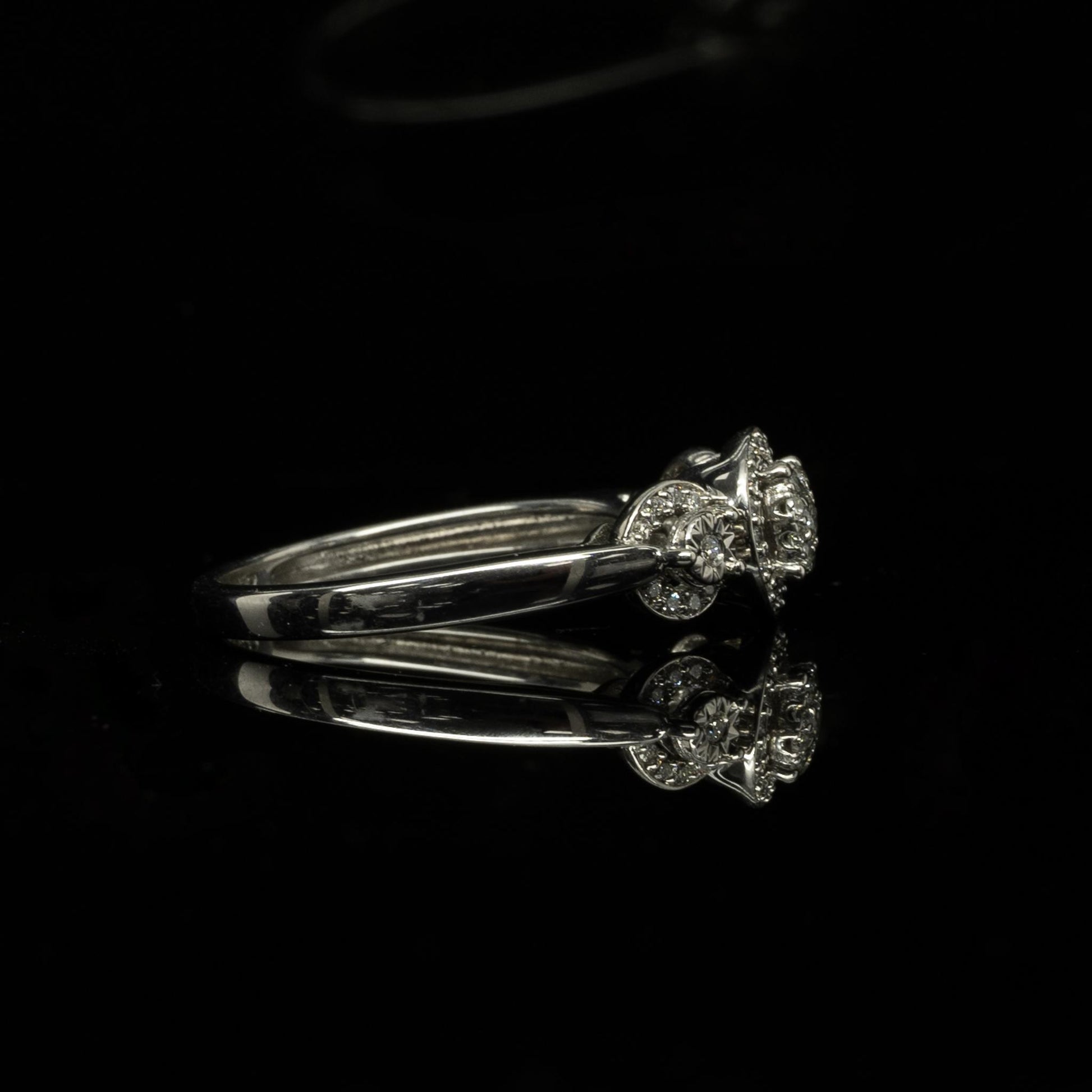 Diamond Halo "3 Stone" White Gold Engagement Ring