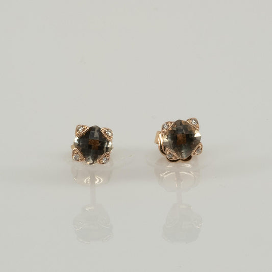 LeVian Smokey Topaz & Diamond 14K Rose Gold Stud Earrings