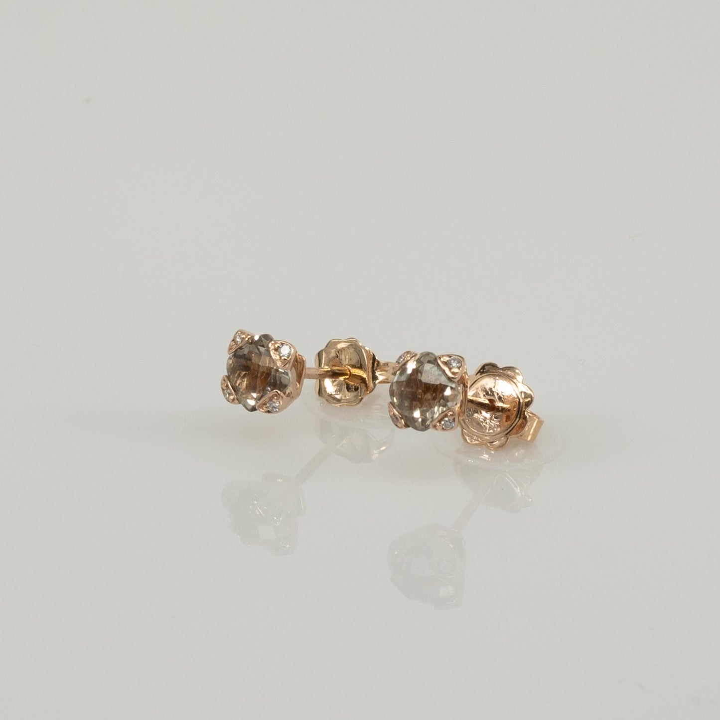 LeVian Smokey Topaz & Diamond 14K Rose Gold Stud Earrings