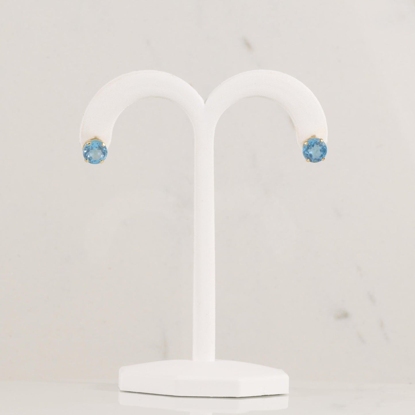 Blue Topaz Stud Earrings 14K Yellow Gold