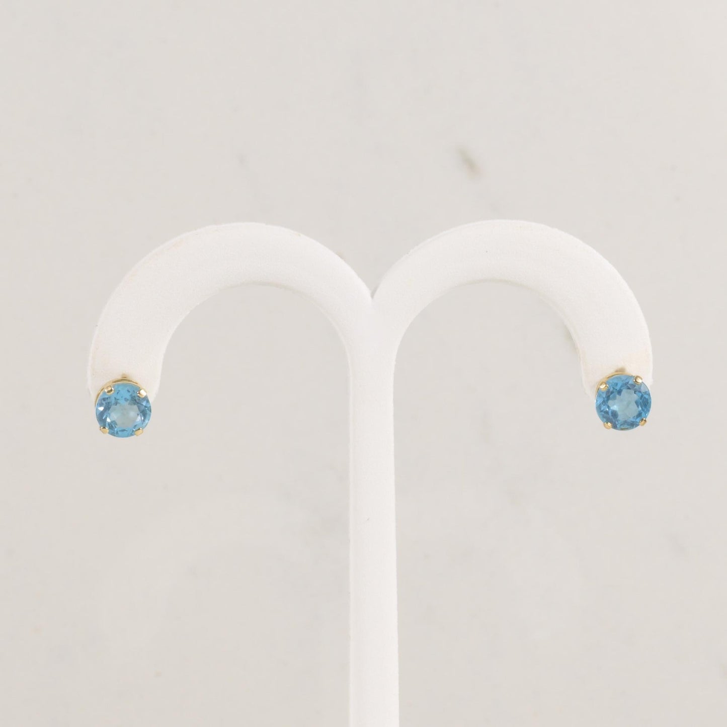 Blue Topaz Stud Earrings 14K Yellow Gold