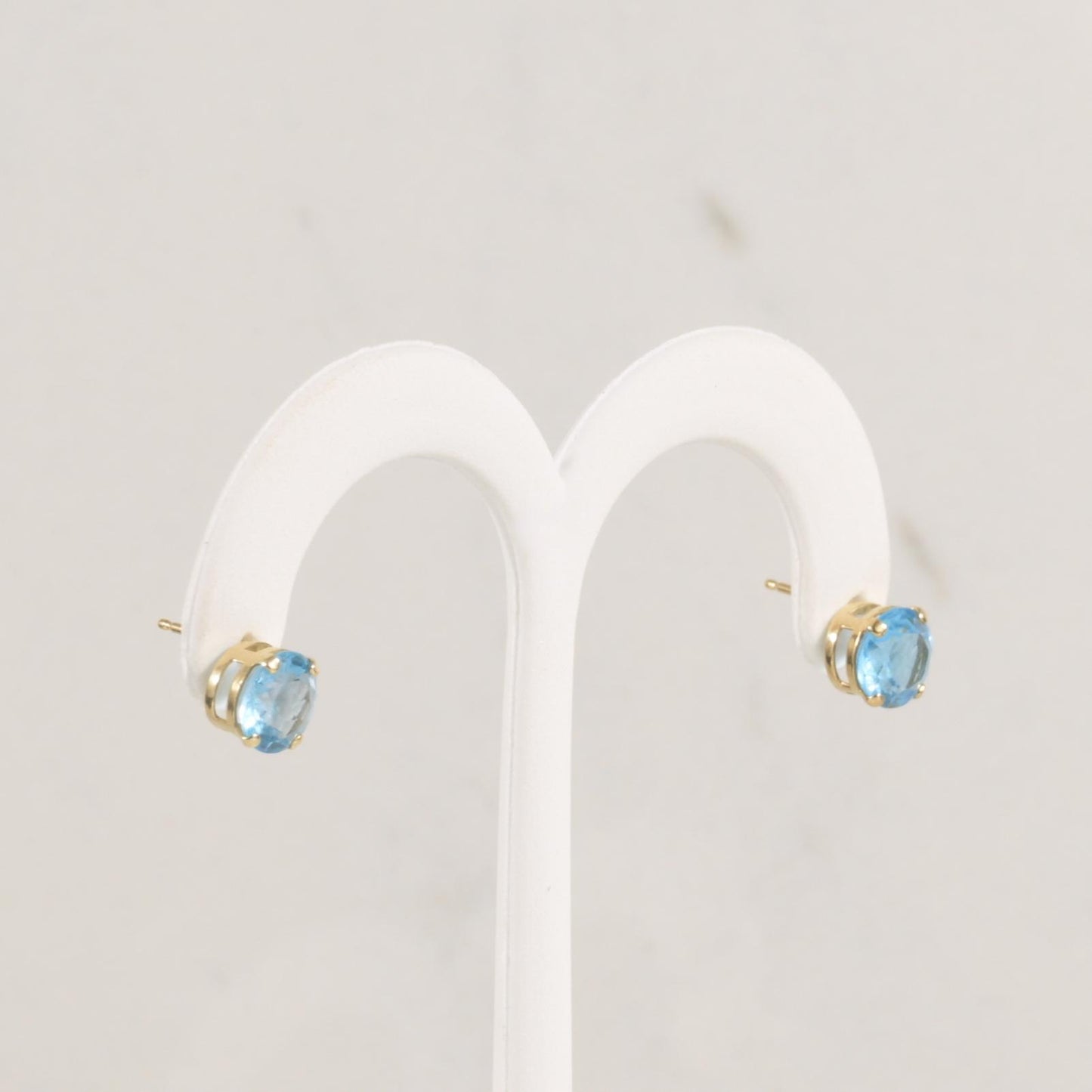 Blue Topaz Stud Earrings 14K Yellow Gold