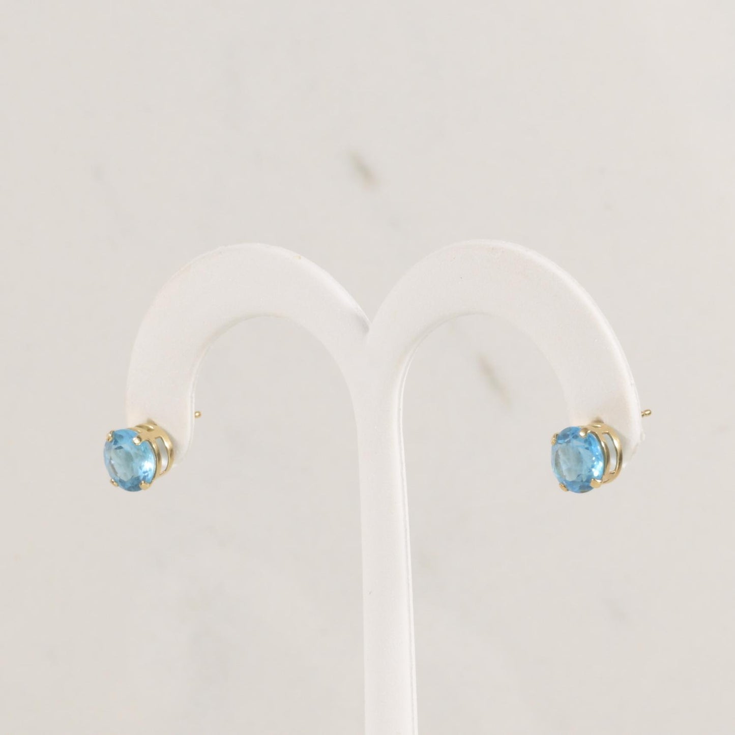 Blue Topaz Stud Earrings 14K Yellow Gold