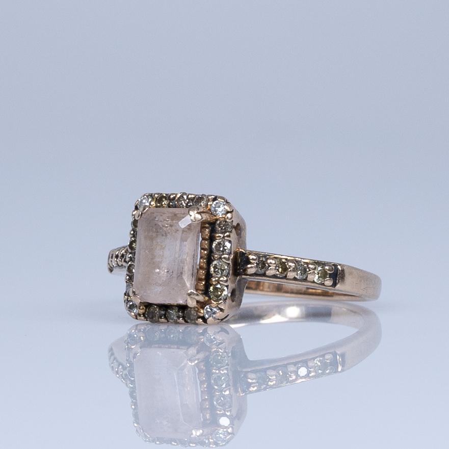 Levian Morganite and Chocolate Diamond Halo Ring in 14K Rose Gold