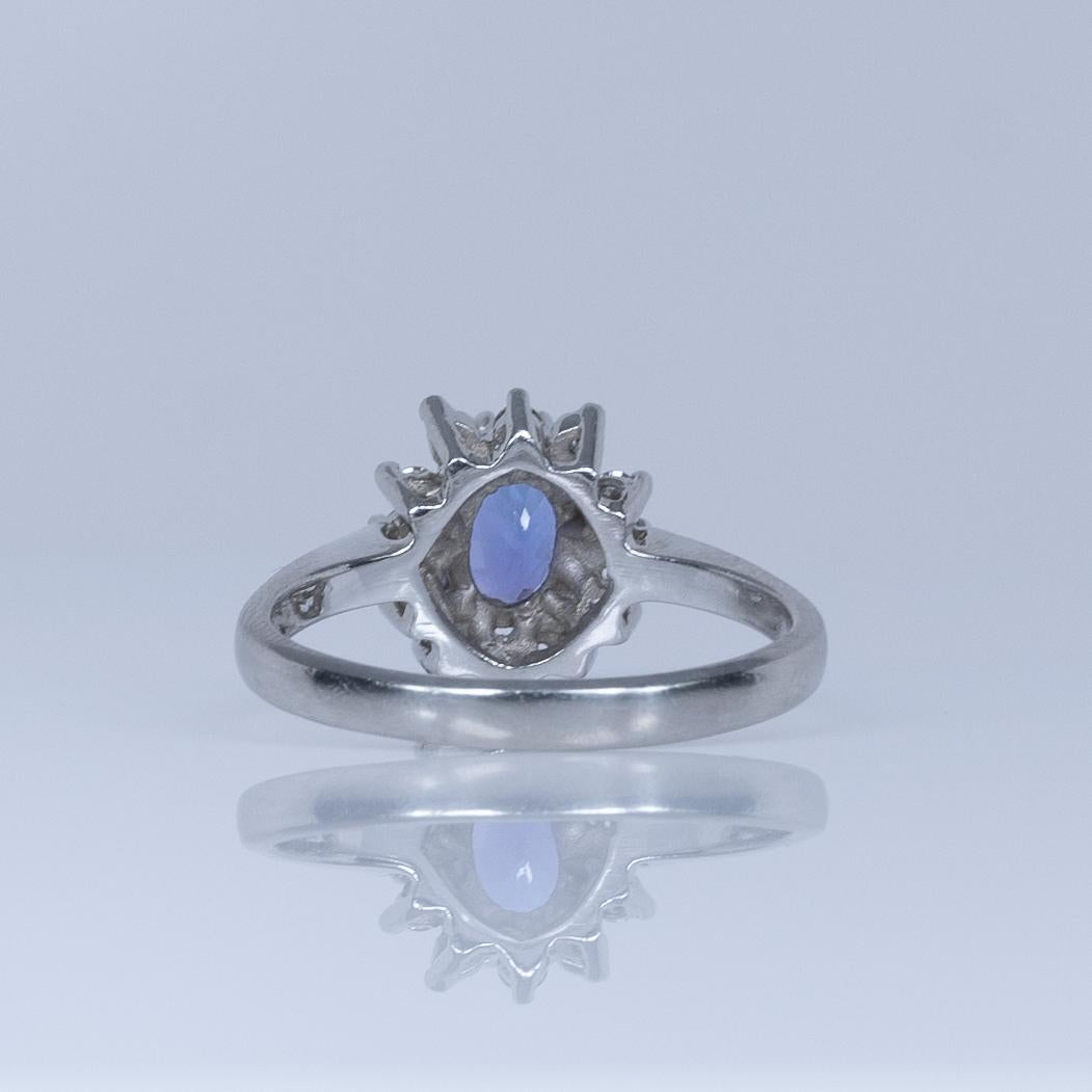 1.6ctw Purplish- Blue Sapphire and Diamond Cluster Ring in Platinum