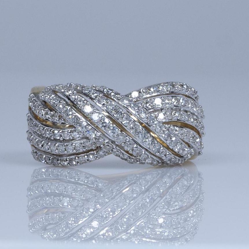 Crossover Diamond Band in 14k Yellow Gold