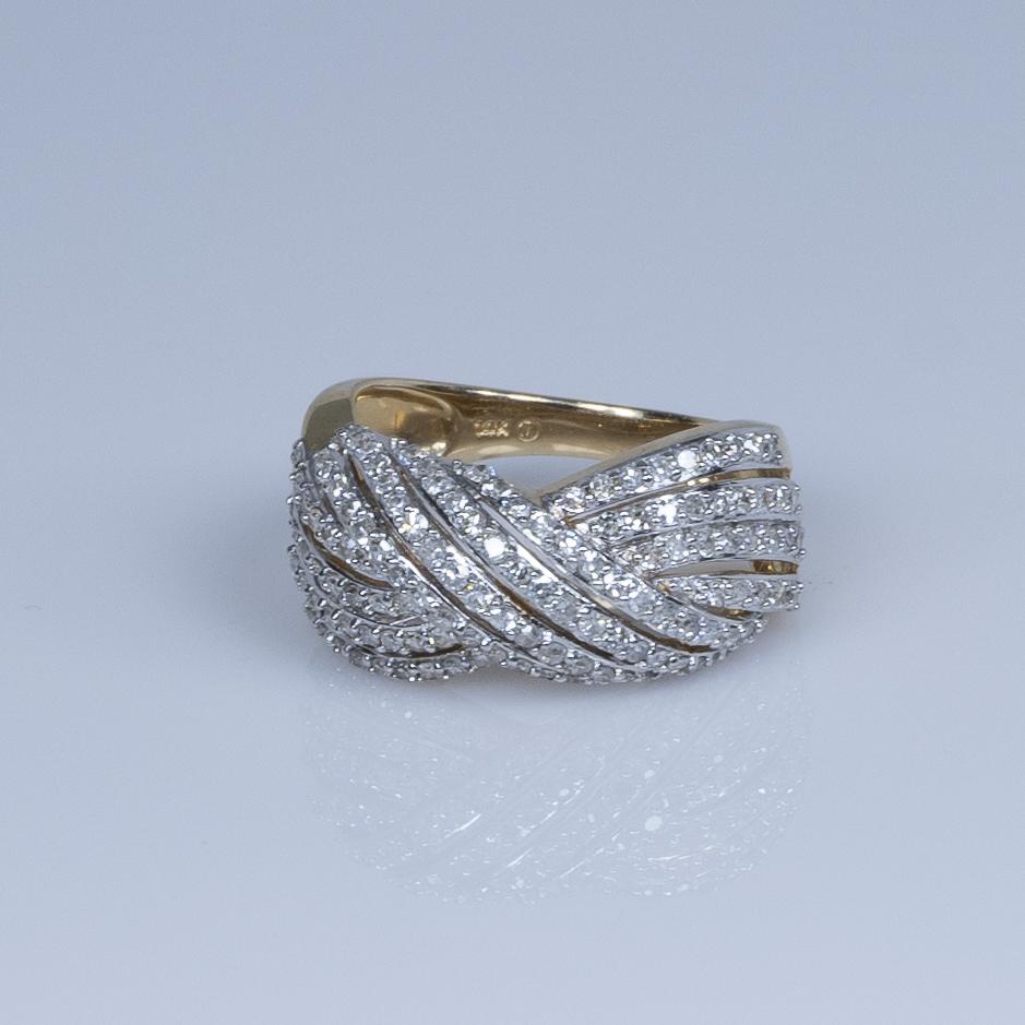 Crossover Diamond Band in 14k Yellow Gold