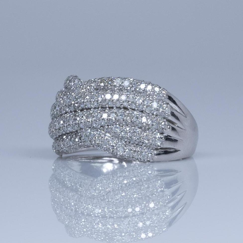 2ctw Diamond Pave Crossover Wide 14k White Gold Ring