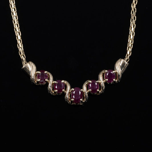 14K Yellow Gold Ruby Necklace