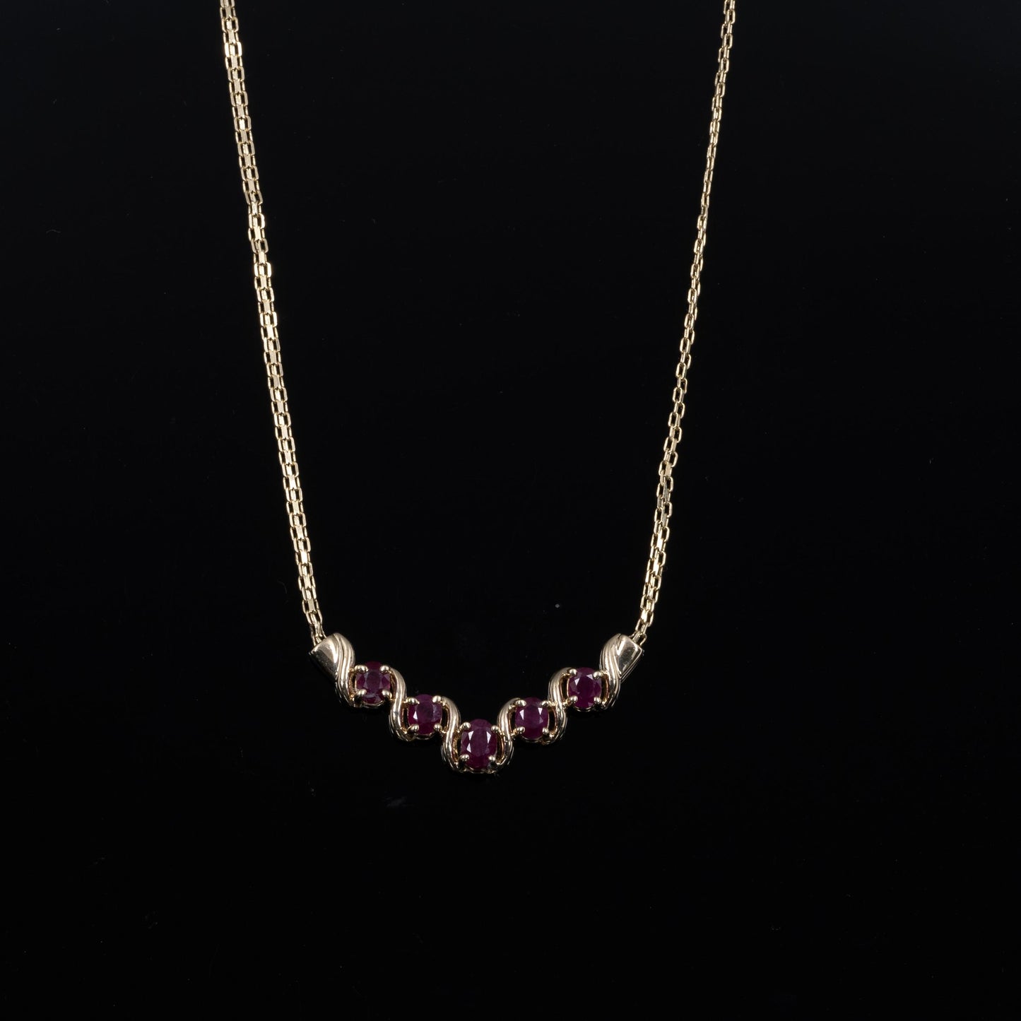 14K Yellow Gold Ruby Necklace