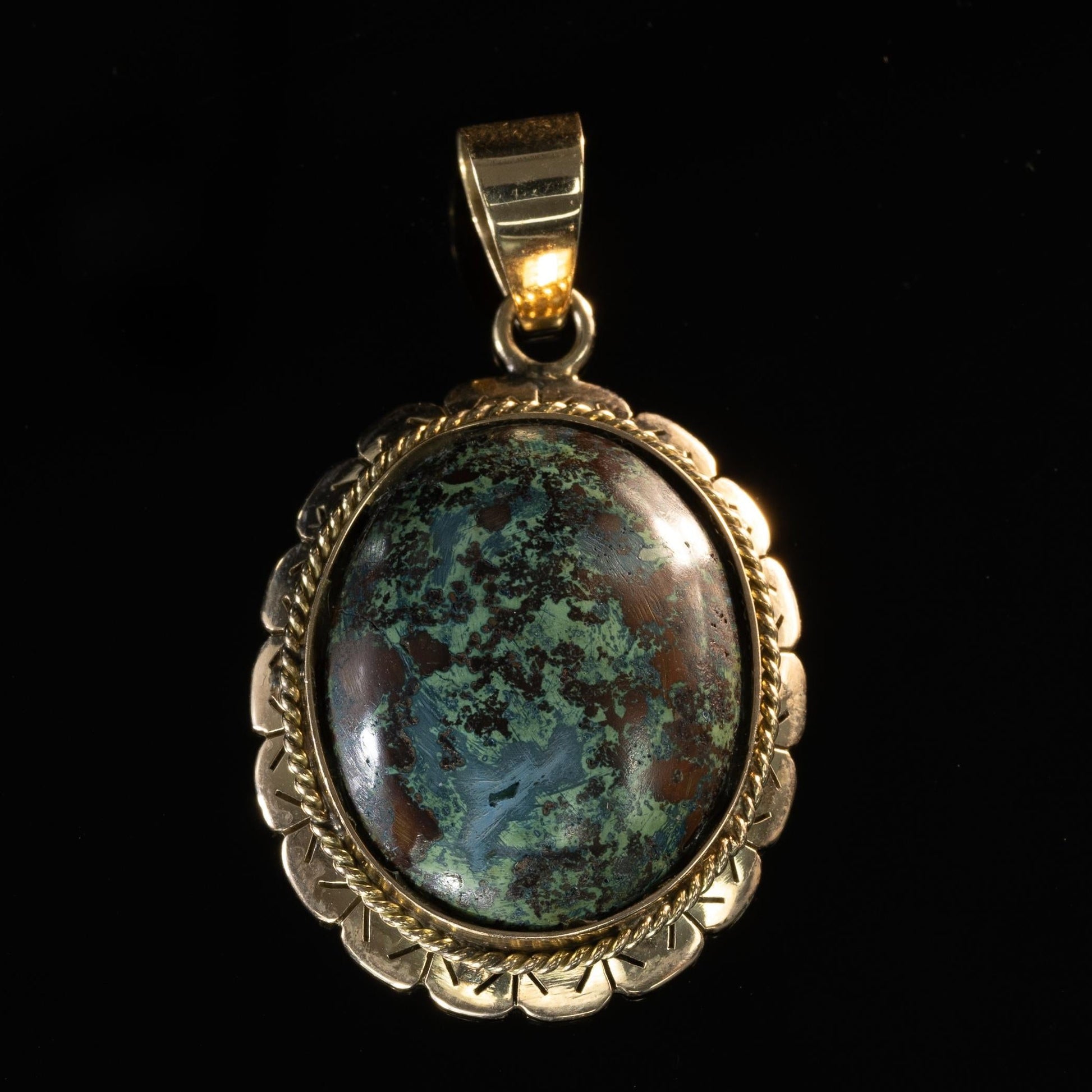 14K Yellow Gold Large Turquoise Pendant