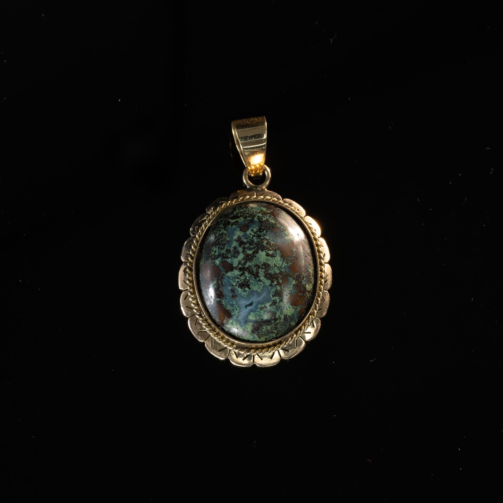 14K Yellow Gold Large Turquoise Pendant