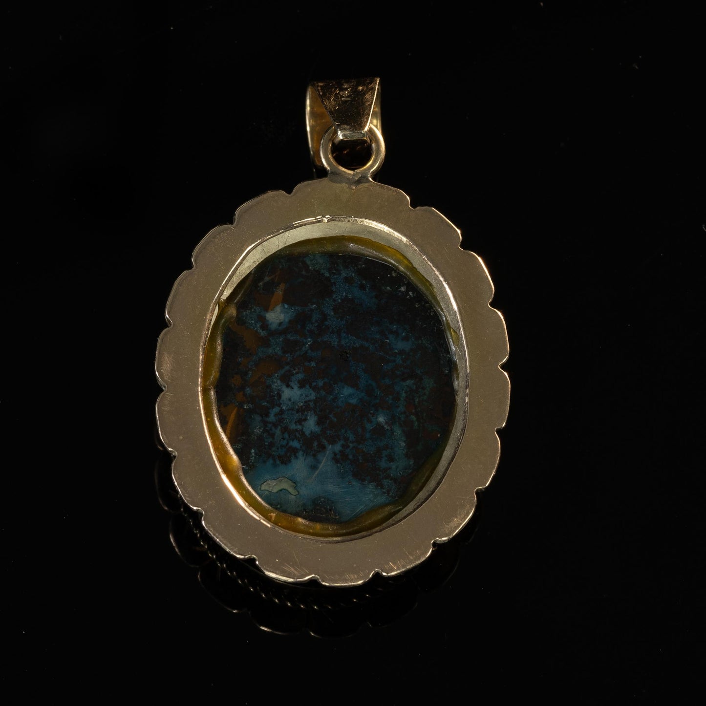 14K Yellow Gold Large Turquoise Pendant