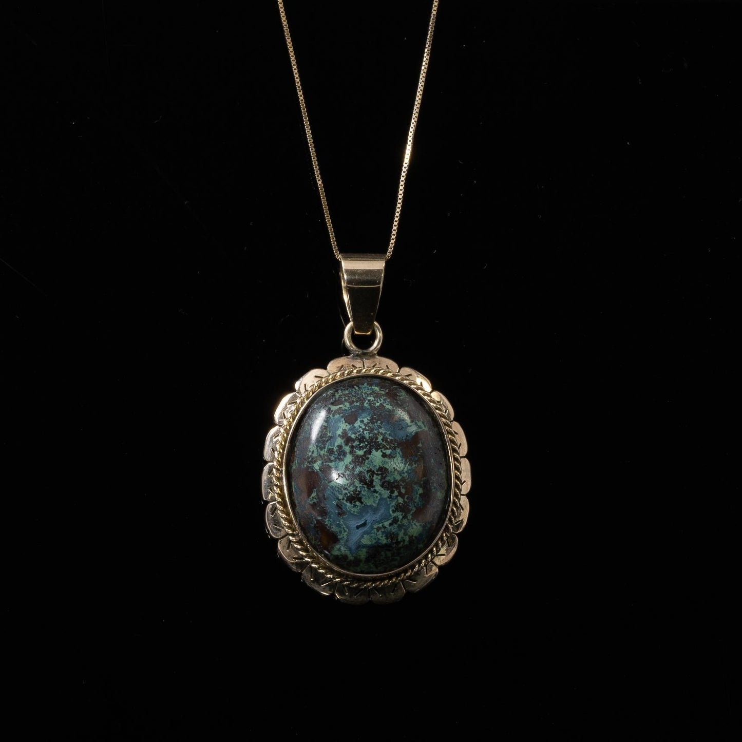 14K Yellow Gold Large Turquoise Pendant