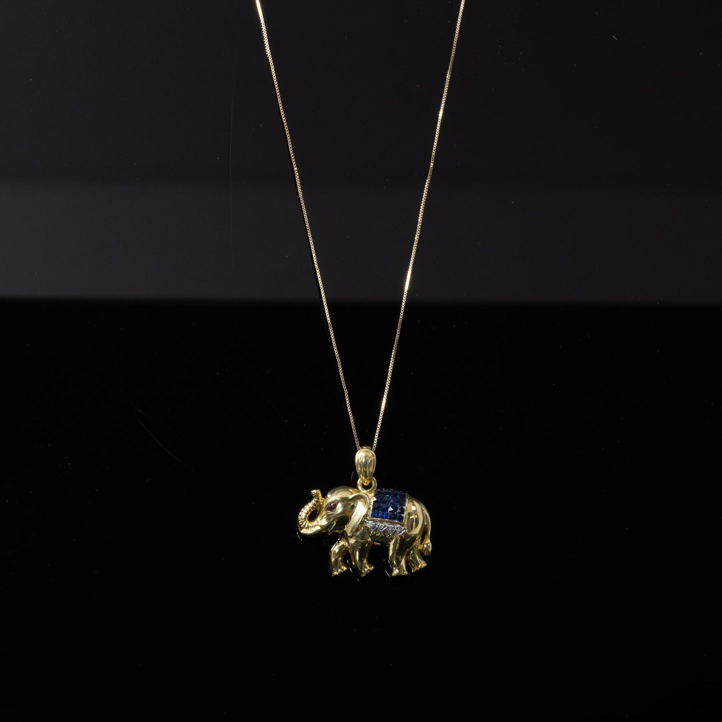 18K Elephant Converter Pendant/Brooch with Ruby, Sapphire, and Diamond accents