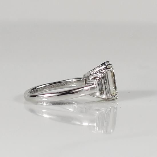 2.85ctw Emerald Cut GIA Natural Diamond in Classic 18K White Gold Ring