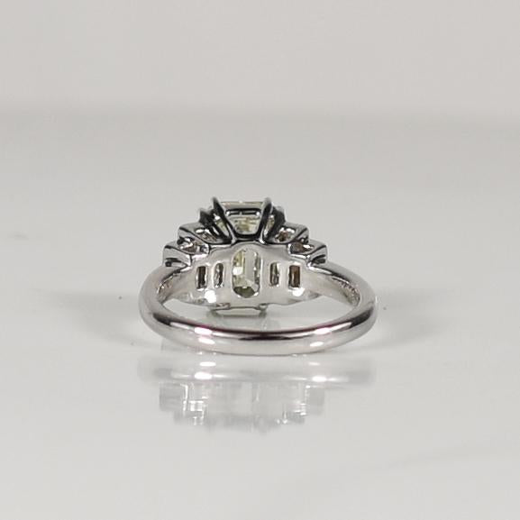 2.85ctw Emerald Cut GIA Natural Diamond in Classic 18K White Gold Ring