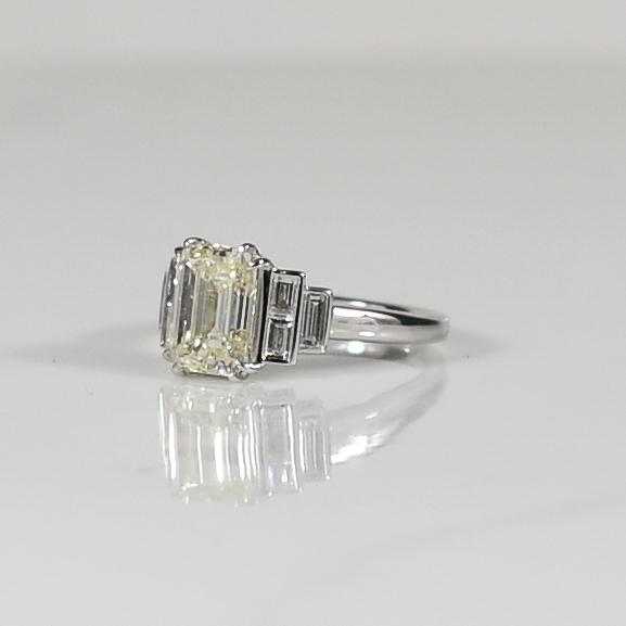 2.85ctw Emerald Cut GIA Natural Diamond in Classic 18K White Gold Ring