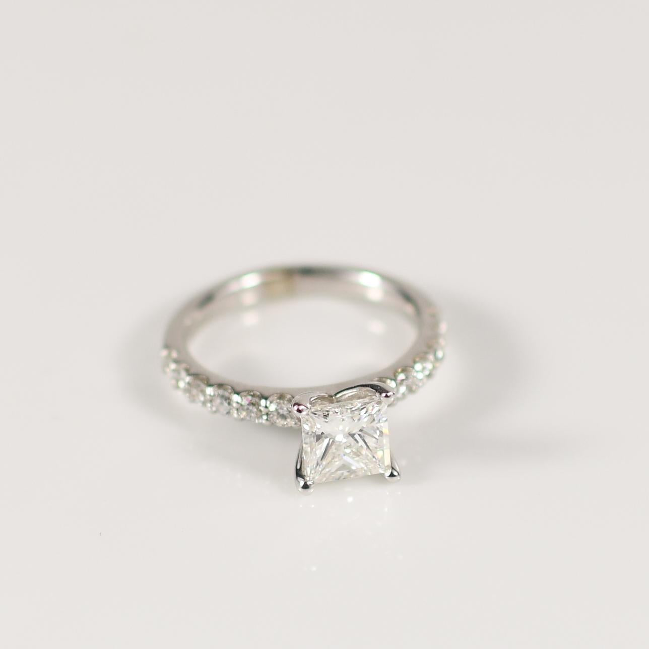 1.40ct Princess Cut Diamond 14K White Gold Engagement Ring w GIA Certificate