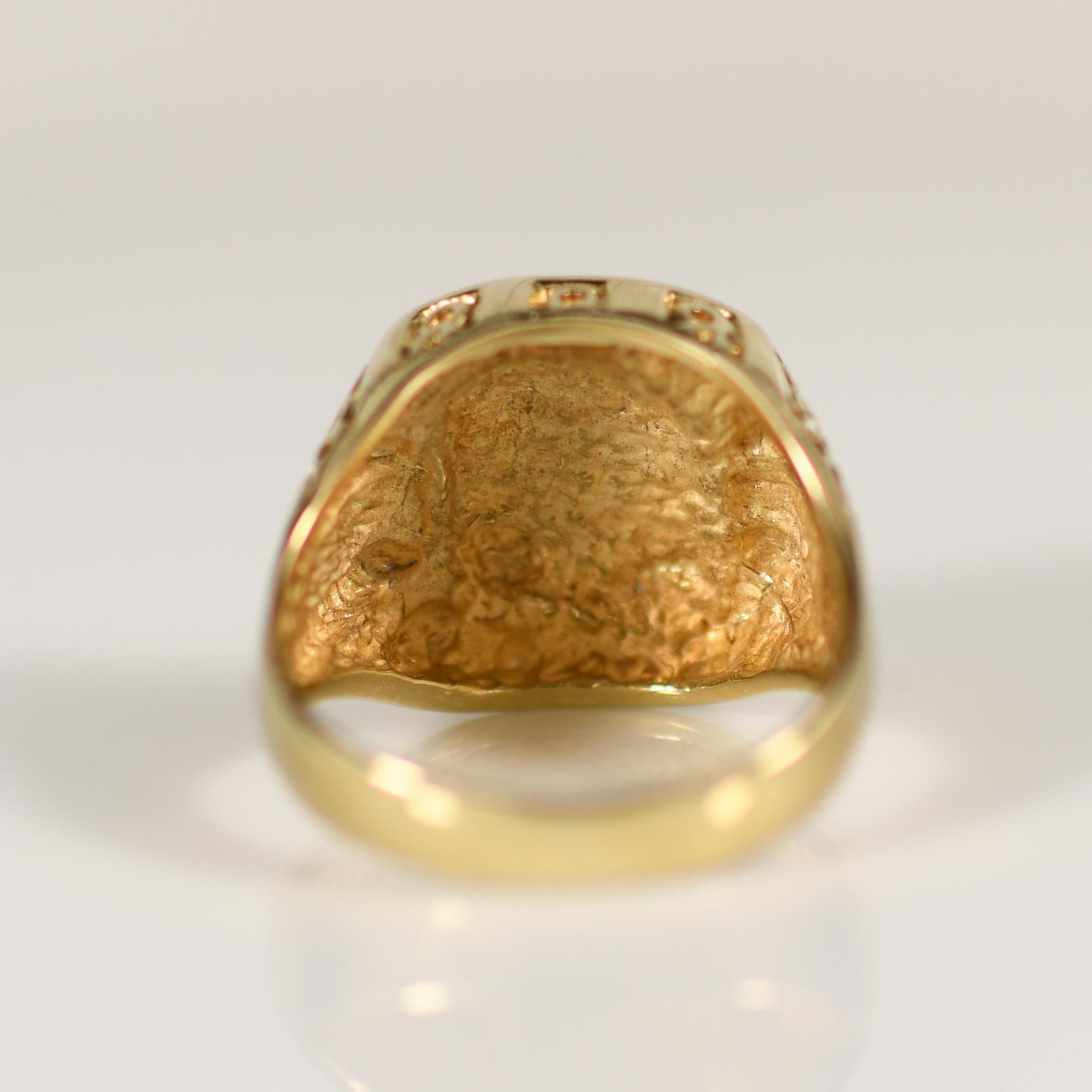 9K Gold Intaglio Ring Featuring Male Silhouette God King Warrior Philosopher