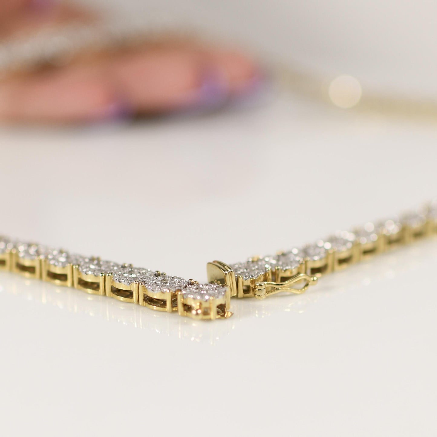 25ctw Diamond Cluster Link 14k Gold Necklace