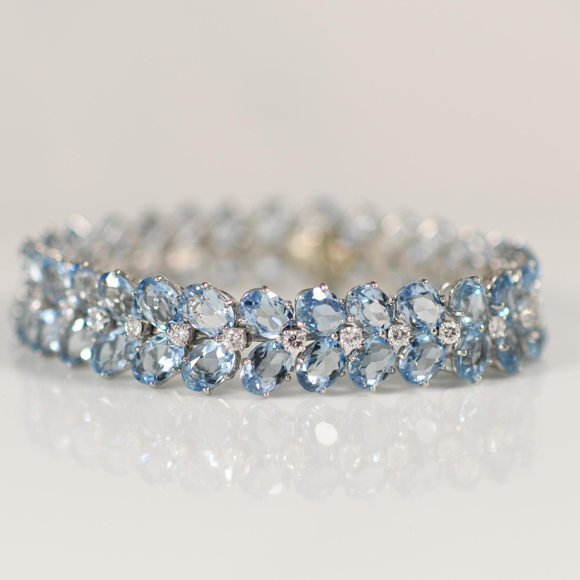 Julius Cohen 20+ctw Aquamarine and Diamond Bracelet in 18k White Gold