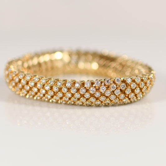 10 Carat Diamond Bombe Flexible Link Bracelet in 14k Yellow Gold