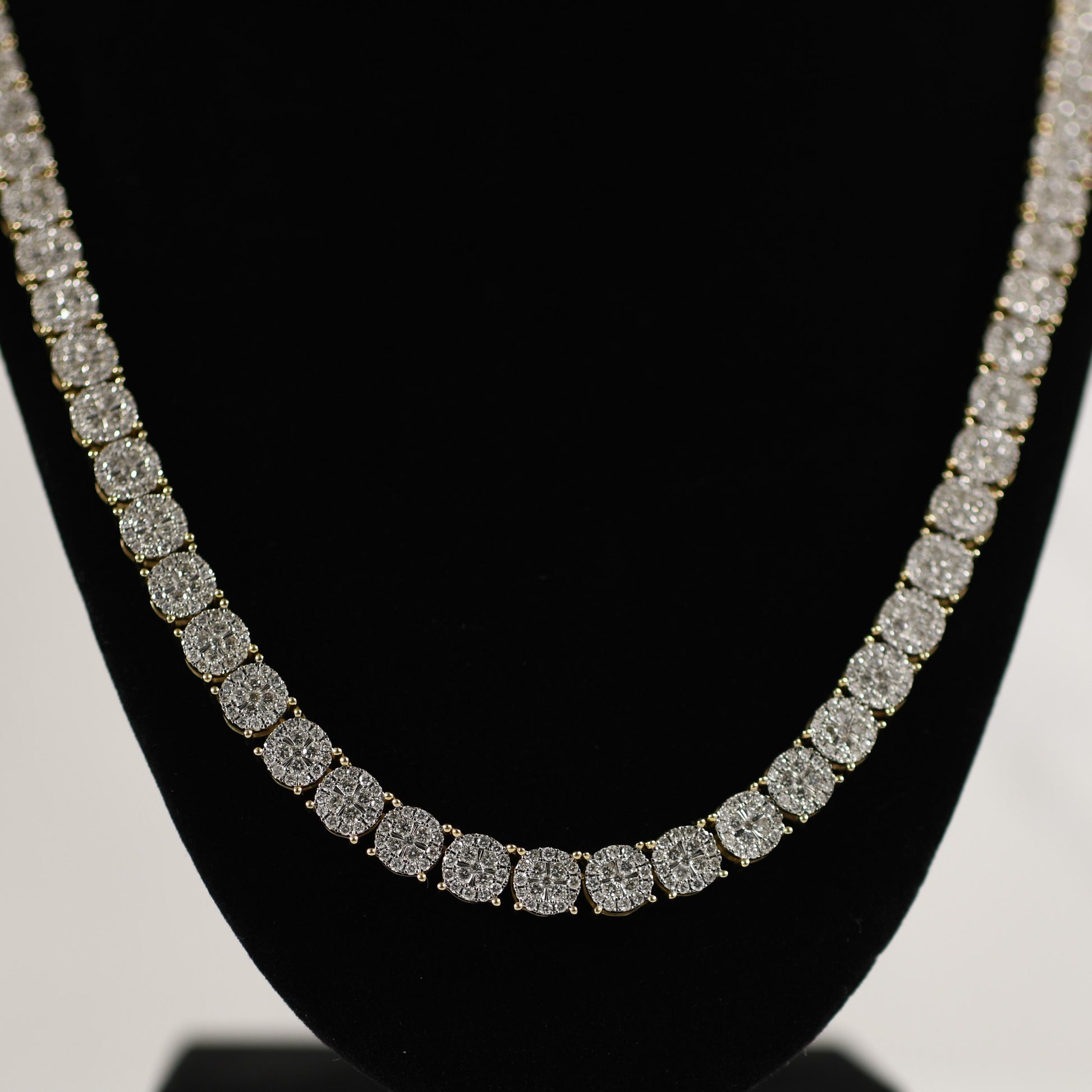 25ctw Diamond Cluster Link 14k Gold Necklace