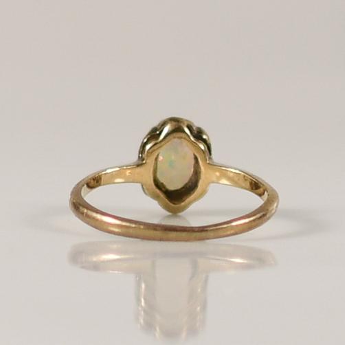 Petite Opal Oval Solitaire Ring in 10k Yellow Gold