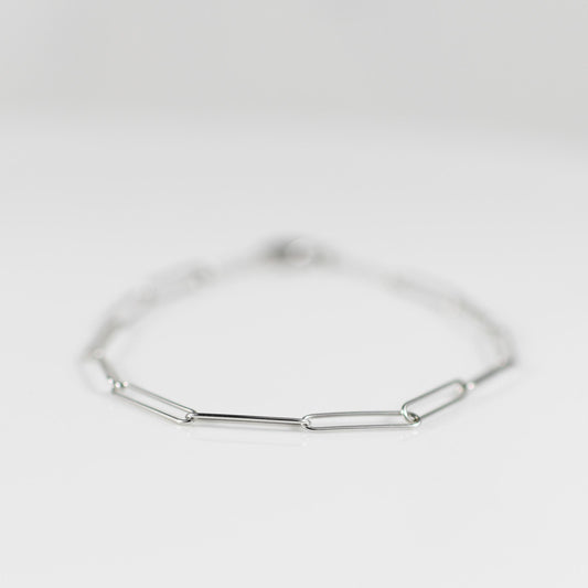 Petite Paperclip Link 14k White Gold Bracelet by RCI