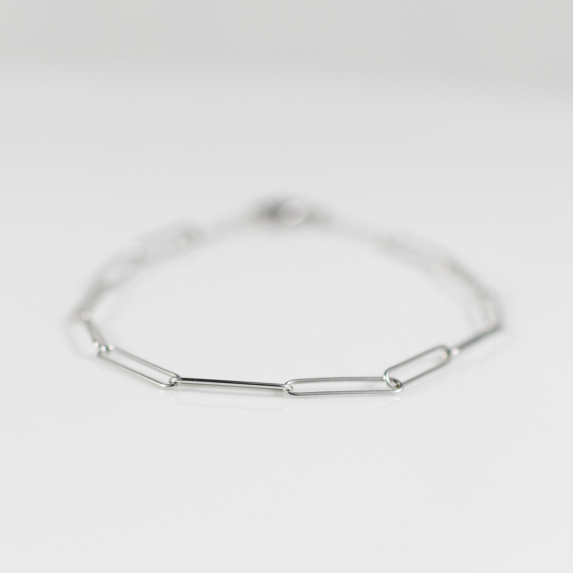 Petite Paperclip Link 14k White Gold Bracelet by RCI