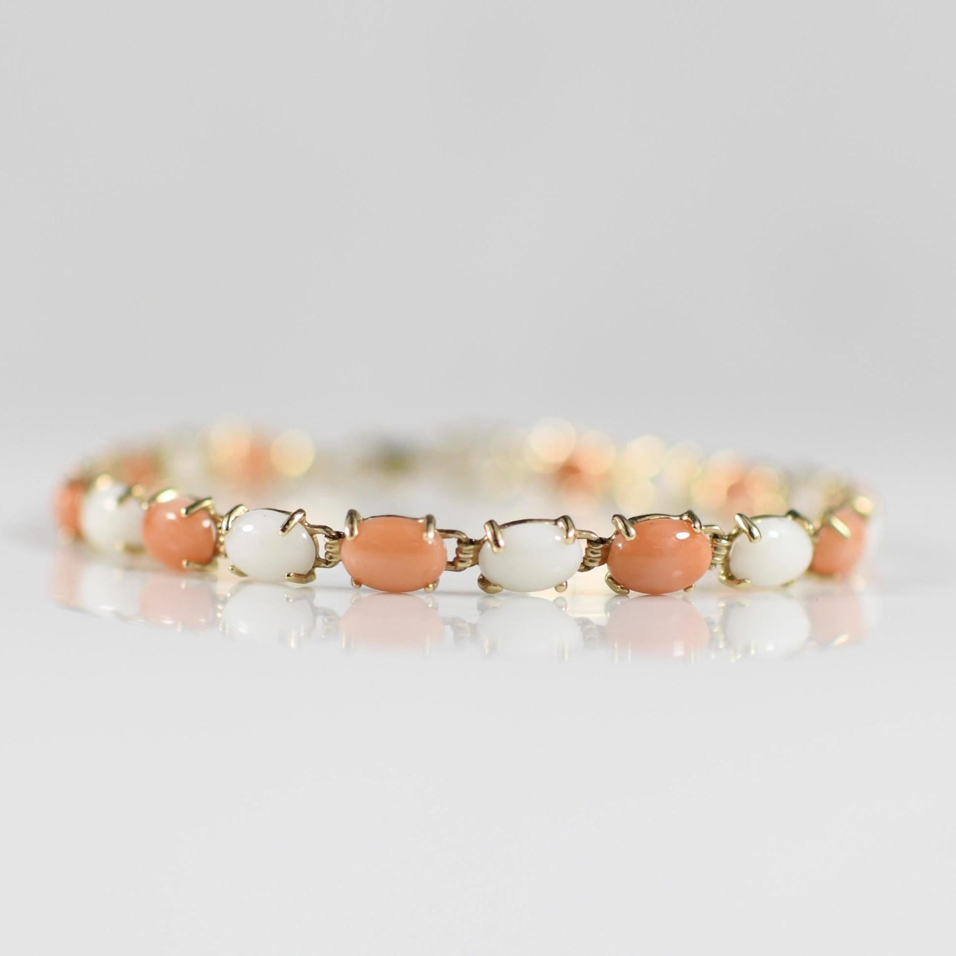 Alternating Color Coral 14k Gold Bracelet