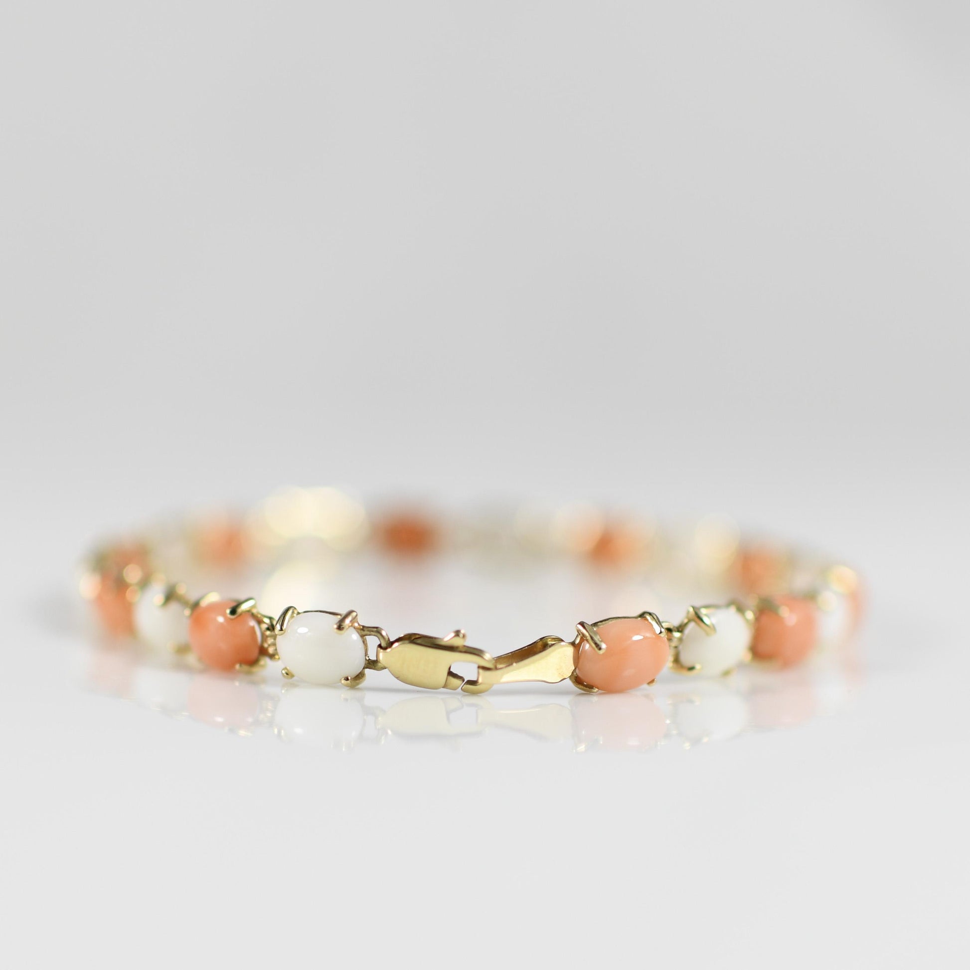 Alternating Color Coral 14k Gold Bracelet