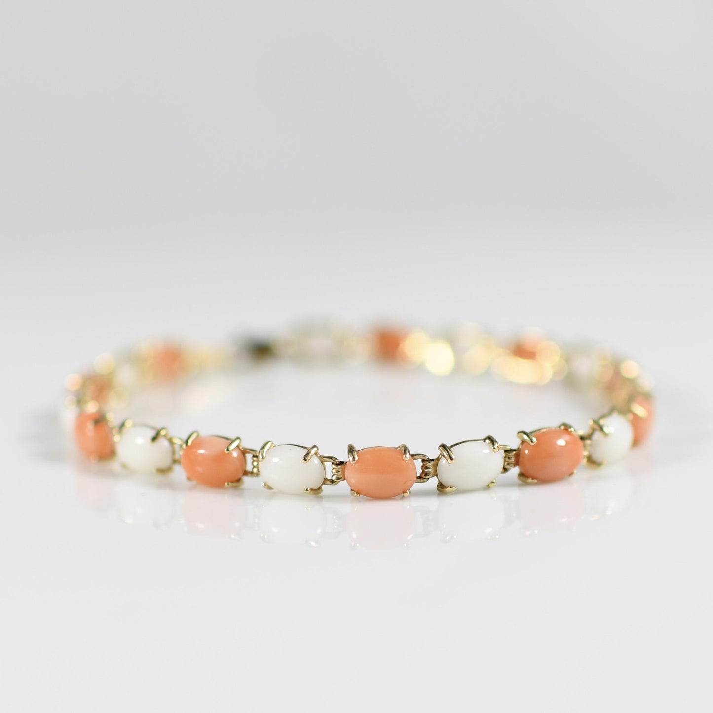 Alternating Color Coral 14k Gold Bracelet