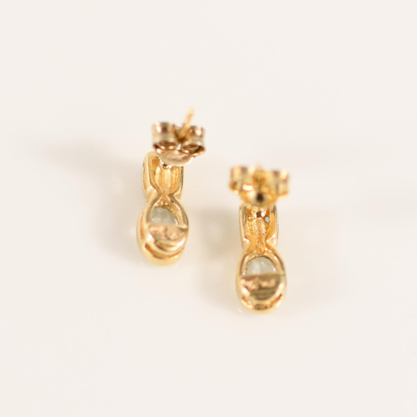 Aqua Earrings with Sapphire accents in 14K Yellow Gold