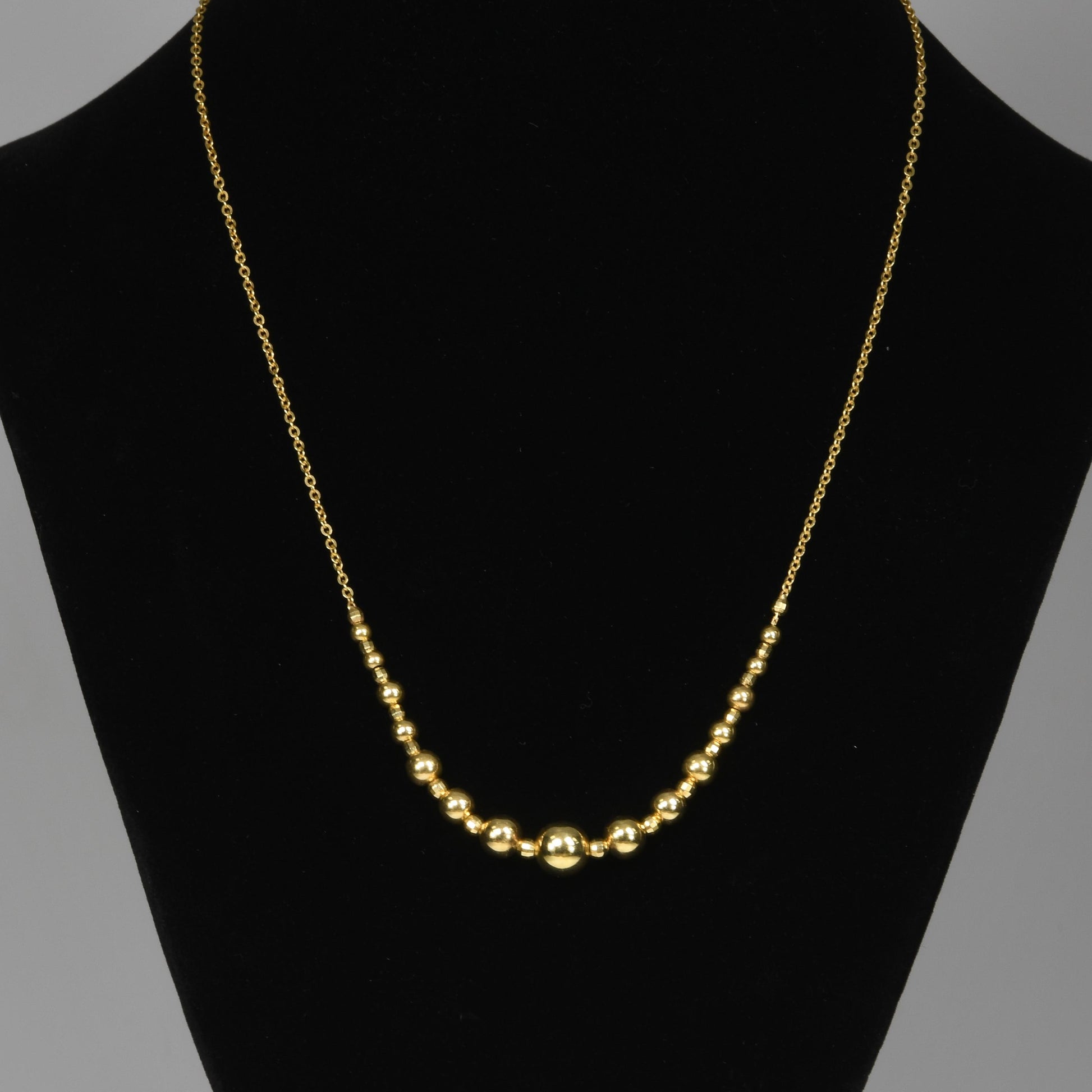 14K Yellow Gold Graduated Gold Bead Necklace