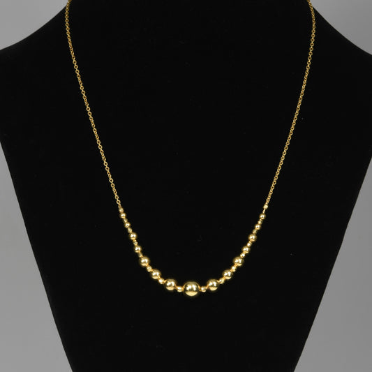 14K Yellow Gold Graduated Gold Bead Necklace