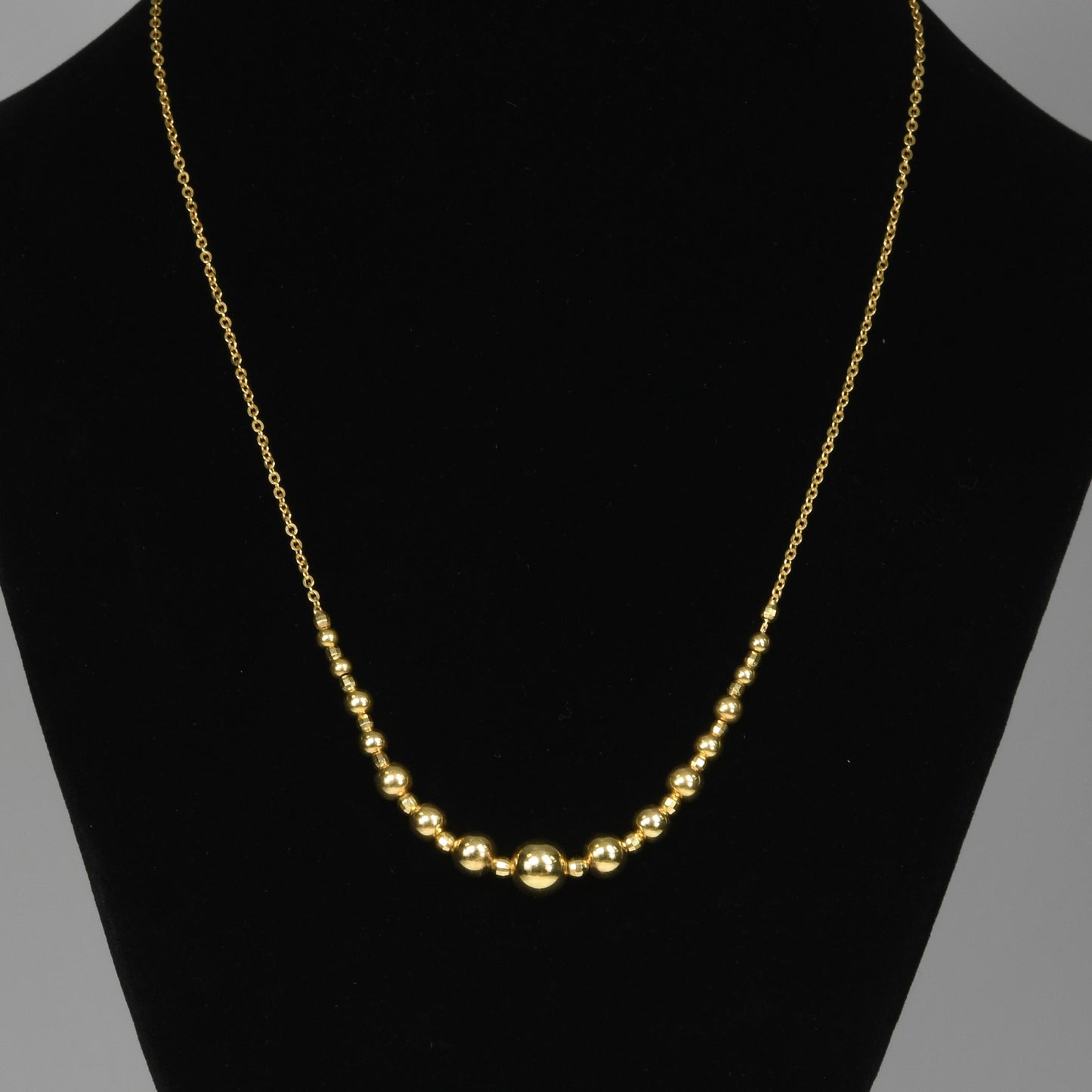 14K Yellow Gold Graduated Gold Bead Necklace