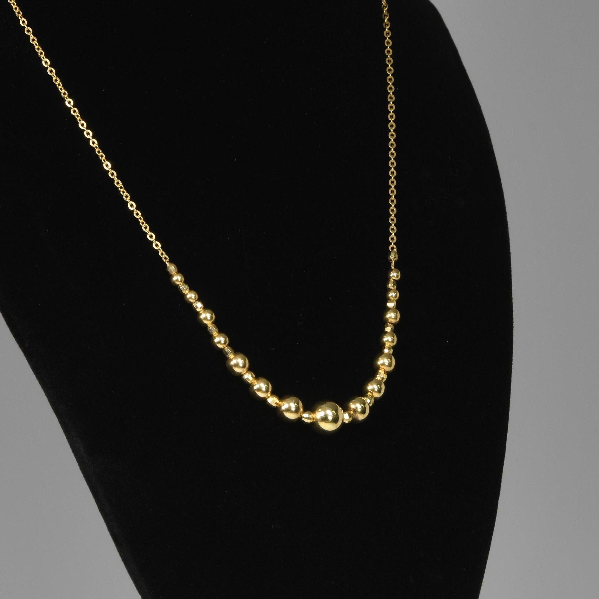 14K Yellow Gold Graduated Gold Bead Necklace