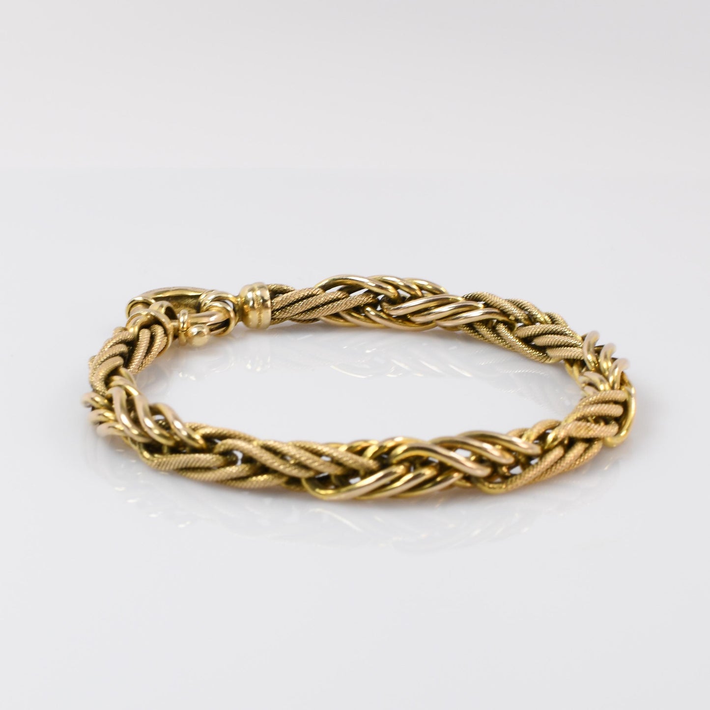 Vintage 14K Yellow Gold Fancy Link Bracelet with Large Ring Clasp